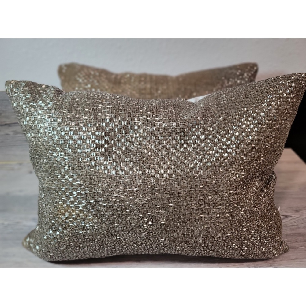 calvin klein furniture two throw pillow Beaded Duck feathers zipper covers 16x10